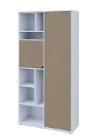 KSR6-83 P skříň šatní, 1x výsuvné ramínko, dvířka, niky, 2053x1022x400 mm, provedení pravé, bílá sně